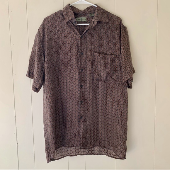 Vintage | Patterned Silk Short Sleeve Button Down - Picture 2 of 6
